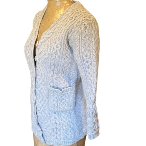 Aran Crafts Ireland 100% Merino Wool Cable-Knit Button Cardigan Sweater S 150Q - Picture 4 of 12